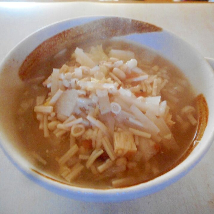 雑穀と白菜、大根、えのきの梅スープ